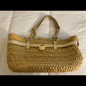 Michael Kors Hamilton Natural Straw Tote with Pale Gold Detail, Large